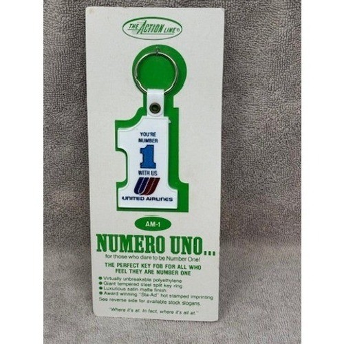 Vintage United Airlines Advertising Keychain Number 1