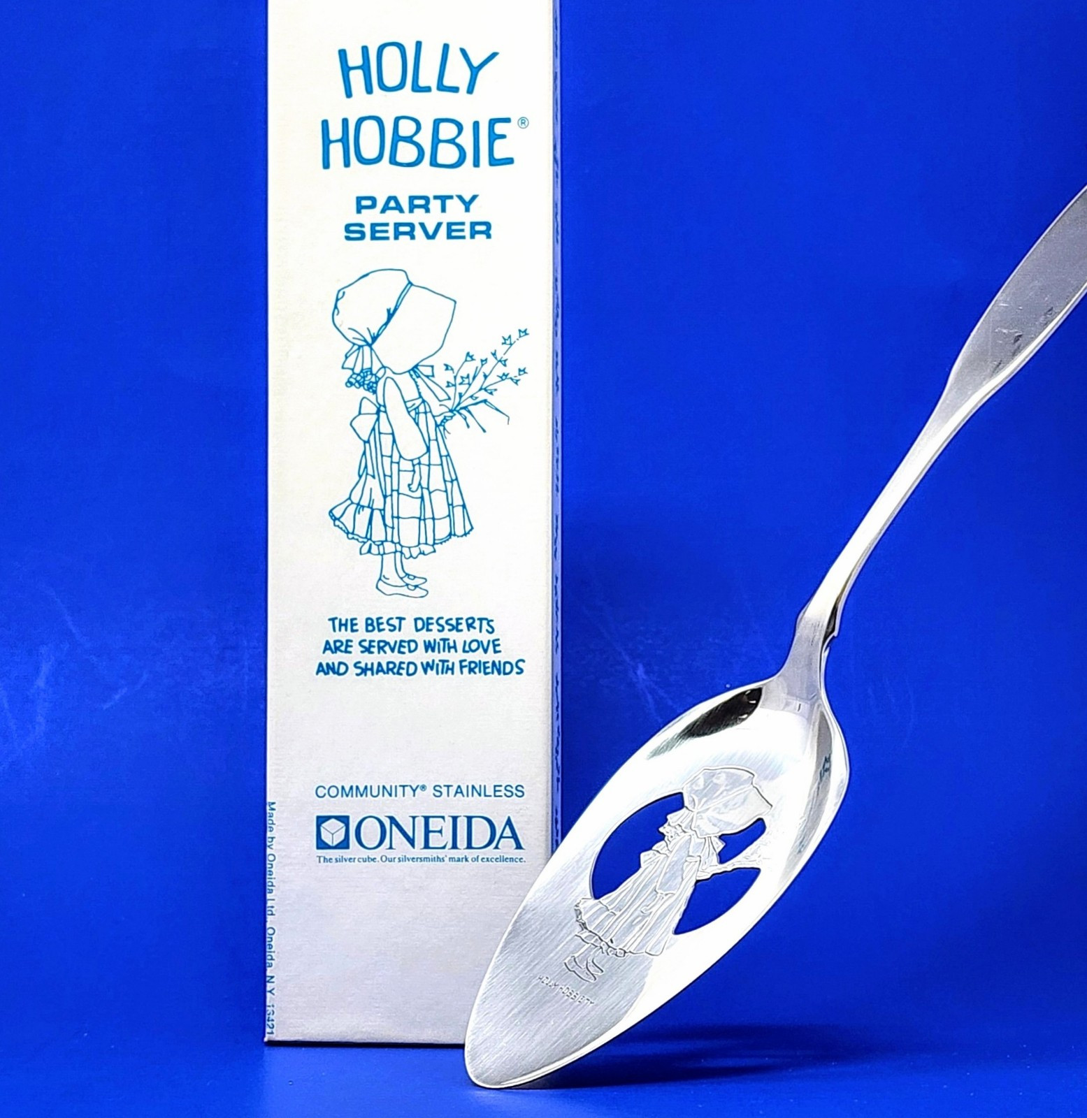 Vtg HOLLY HOBBIE Party Cake Pie Server ONEIDA American Greetings IN ORIGINAL BOX