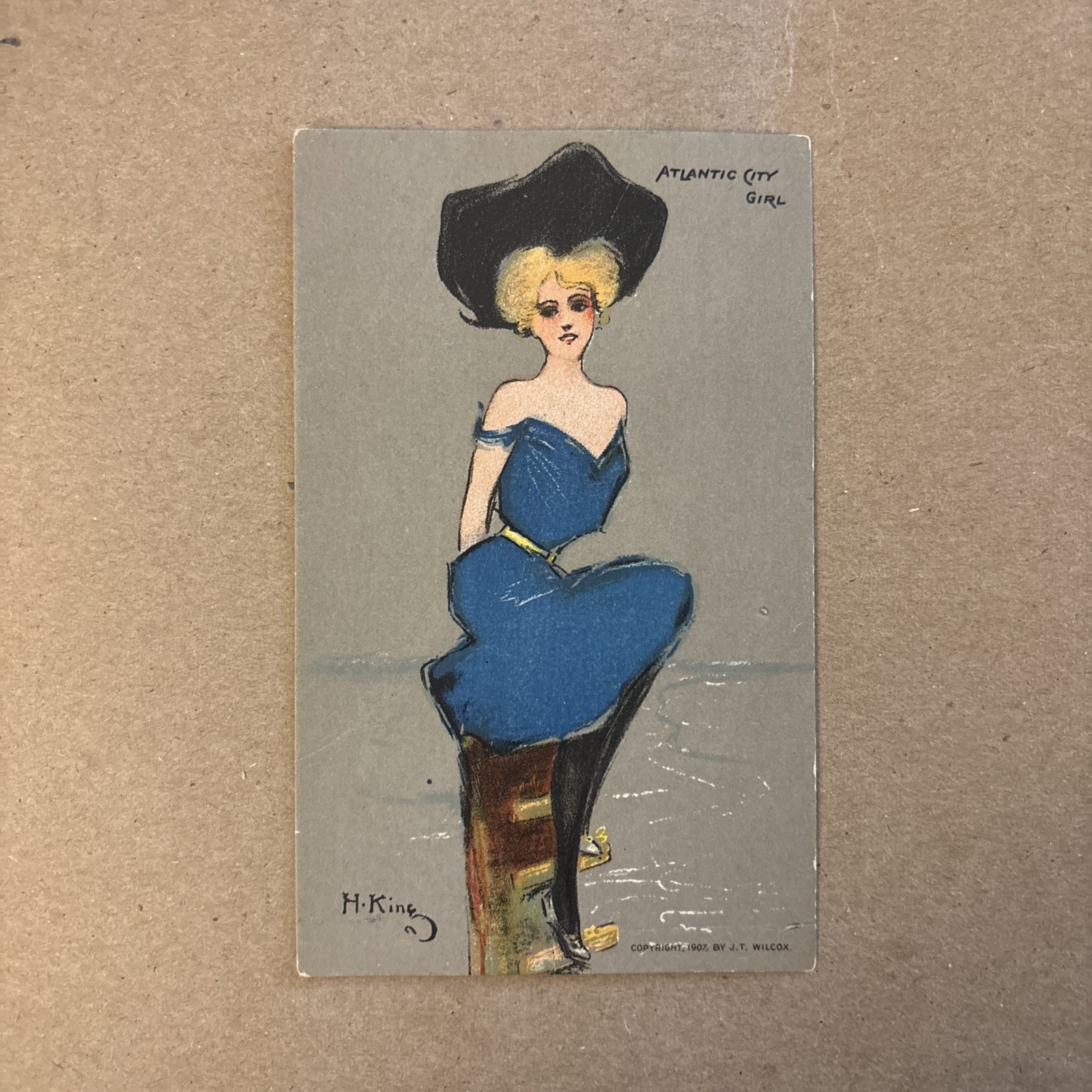 Antique postcard Atlantic City Girl by H. King 1907
