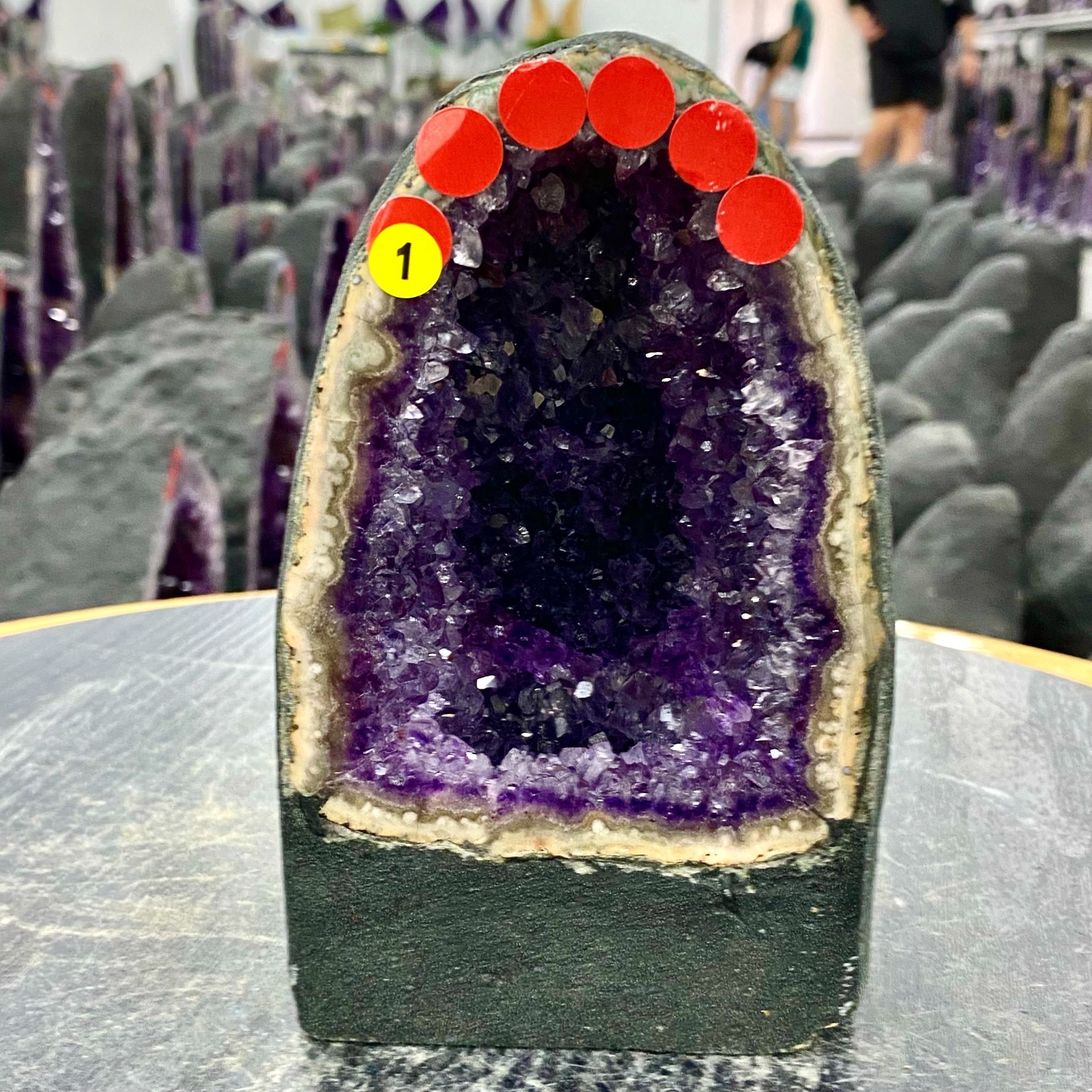 3.96LB Natural Amethyst Geode Quartz Crystal Cluster Cathedral Energy healing