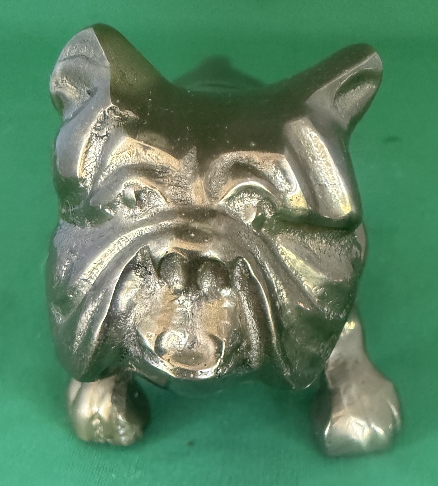 Solid Brass English Bulldog Desk Paperweight Figurine 4” Statue Heavy Vtg