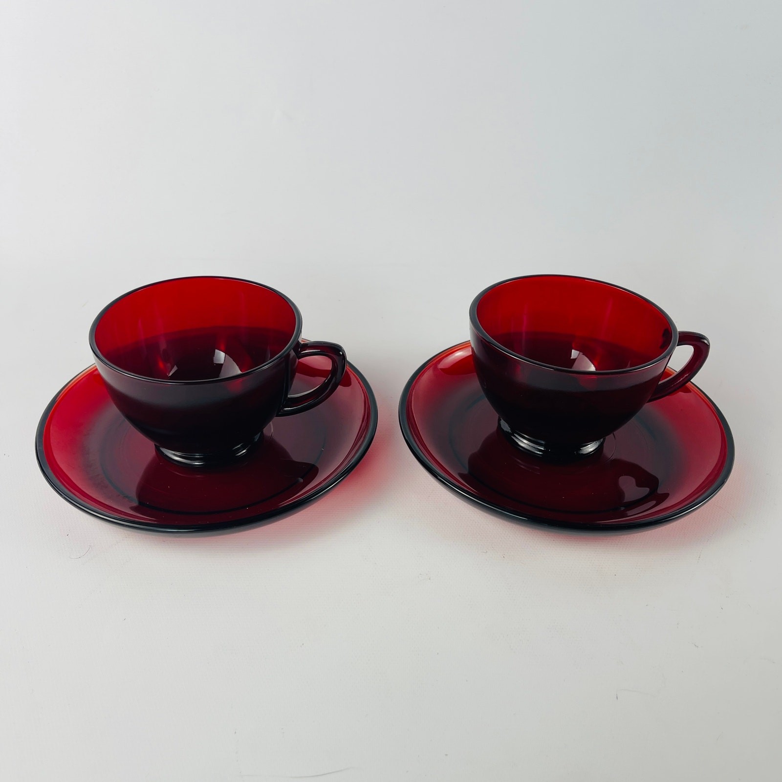 Anchor Hocking Royal Ruby 4 oz Cup and Saucer Set of 2