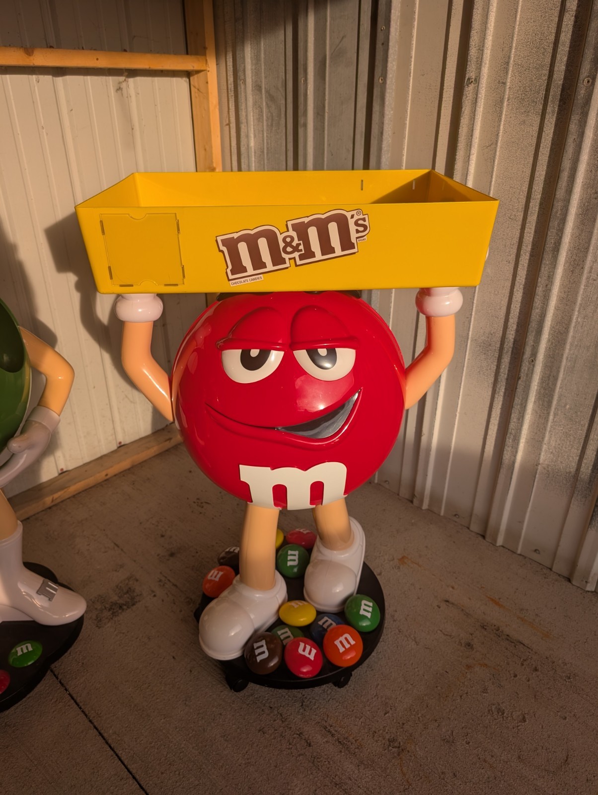 Collectable M&M's Character Candy Displays Red Green Yellow Brown on wheels