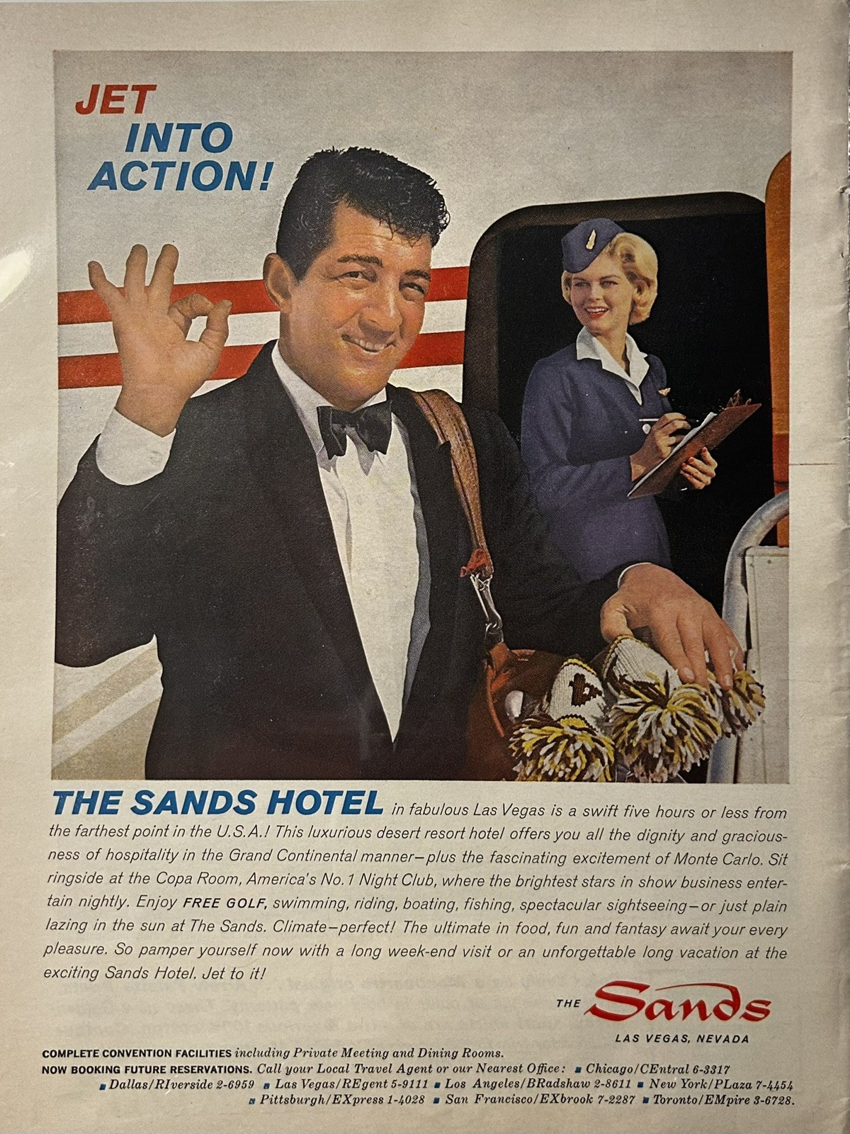 1961 The Sands Hotel Las Vegas Vintage Magazine Ad Jet Into Action 1961 The Sands Hotel Las Vegas Vintage Magazine Ad Jet Into Action