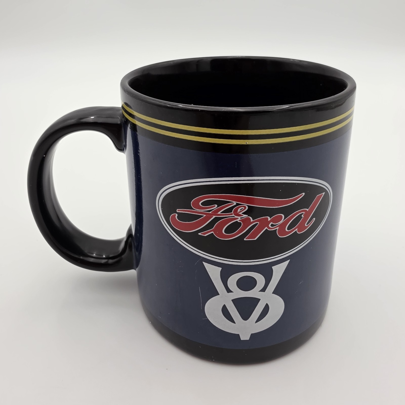 Ford Vintage V8 Logo Licensed Ceramic Coffee Mug Open Road Brands Navy Blue Ford Vintage V8 Logo Licensed Ceramic Coffee Mug Open Road Brands Navy Blue