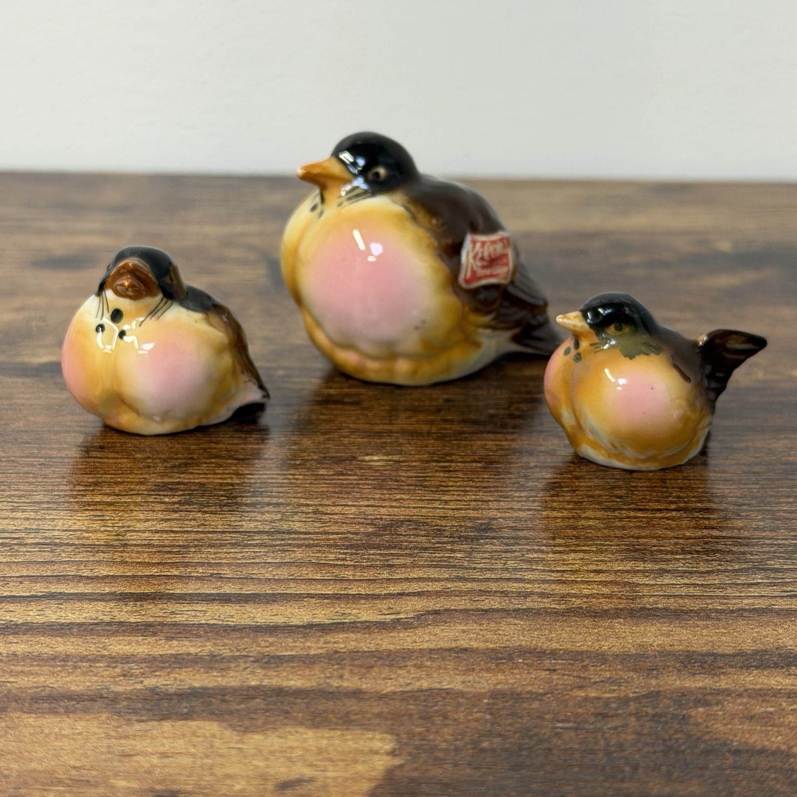 Vintage Kelvin\'s Bone China Robin Bird Family Figurines Made in Japan