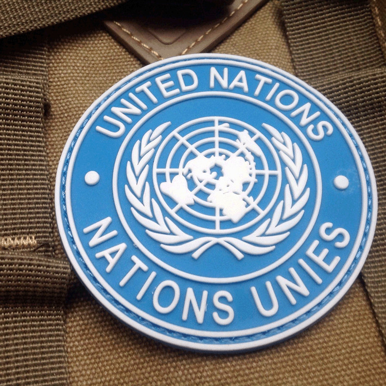 UN United Nations U.N. Badge PVC TACTICAL ARMY AIRSOFT PATCH CIRCLE BLUE