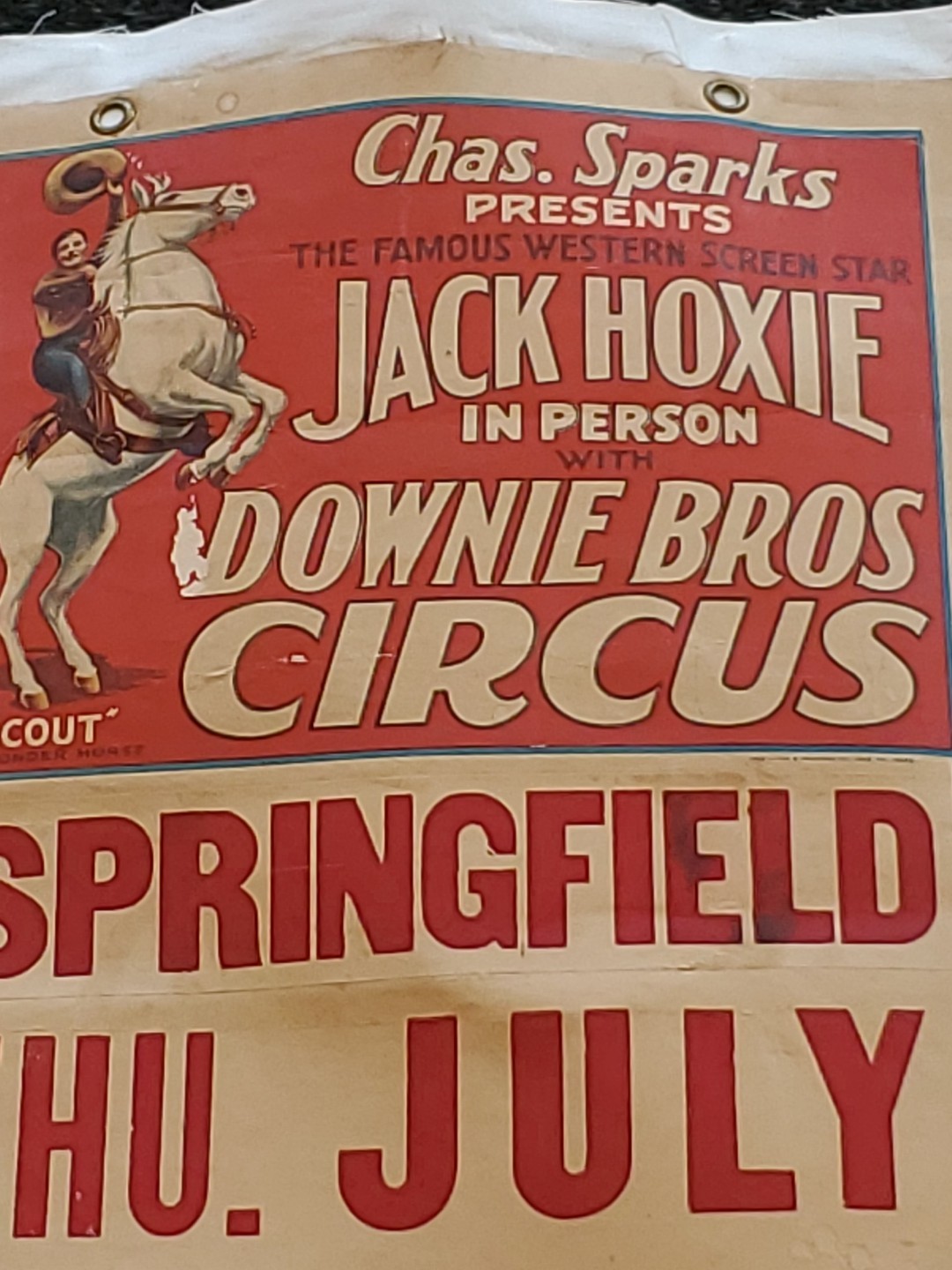 1936 Downie Brothers Circus Poster (Original) Linen Mounted/Scout/Jack Hoxie