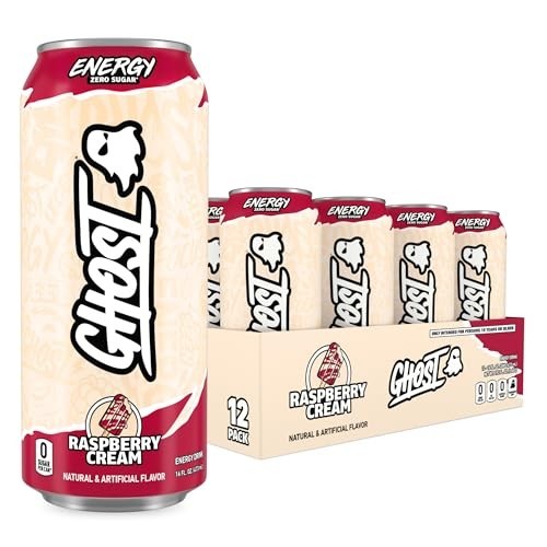 GHOST Energy Drink, Zero Sugars, 12-Pack, Raspberry Cream, 16oz. GHOST Energy Drink, Zero Sugars, 12-Pack, Raspberry Cream, 16oz.