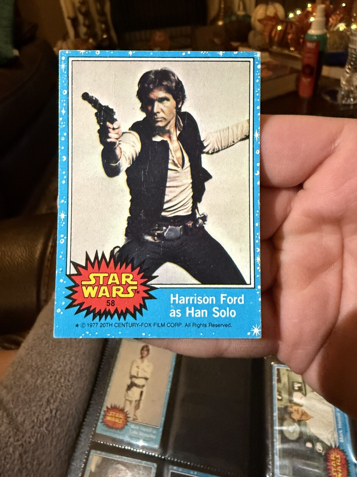 Star Wars Series 1 (Blue) Topps 1977 Trading Card #58 Harrison Ford as Han Solo Star Wars Series 1 (Blue) Topps 1977 Trading Card #58 Harrison Ford as Han Solo