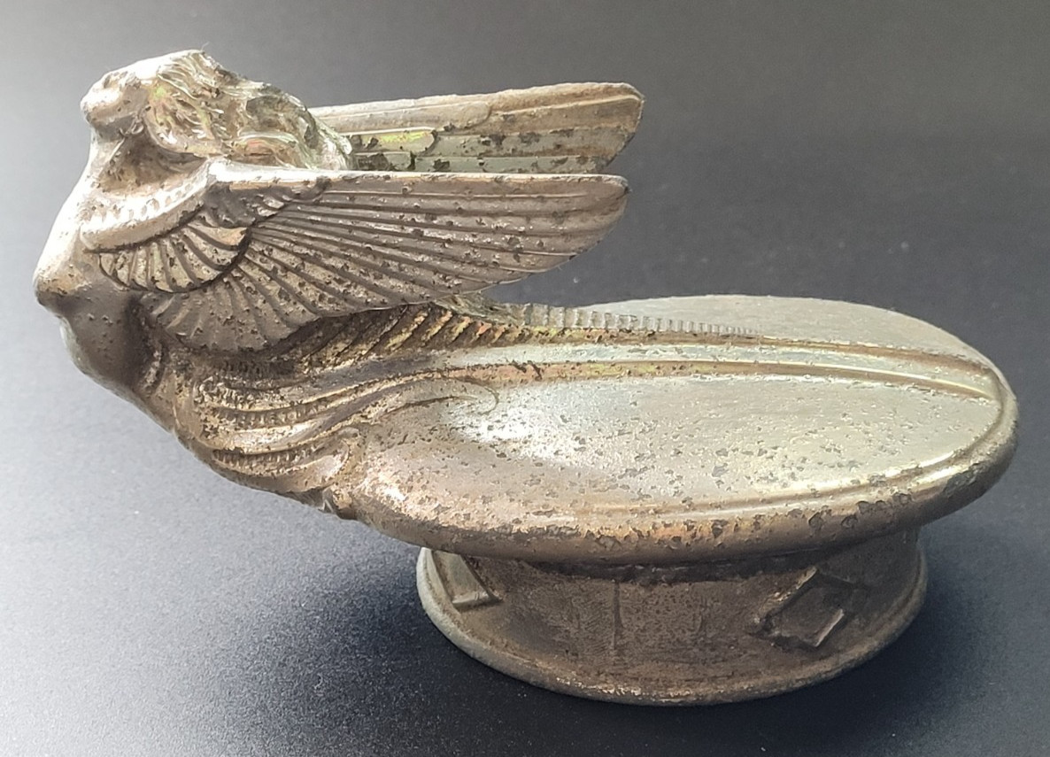 Antique 1930s Plymouth Automobile Winged Woman Mermaid Hood Ornament Flying Lady