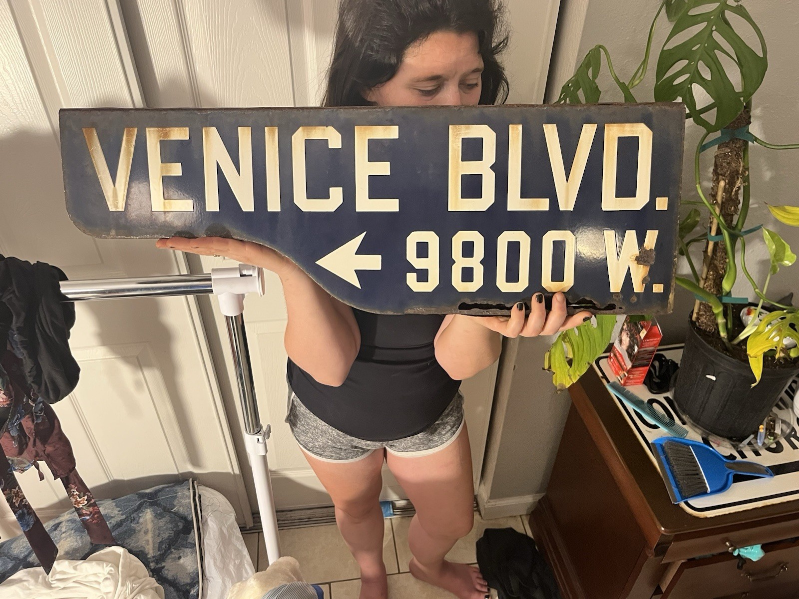 SUPER RARE 🔥 1946-62 Los Angeles Porcelain SHOTGUN Street Sign VENICE BLVD