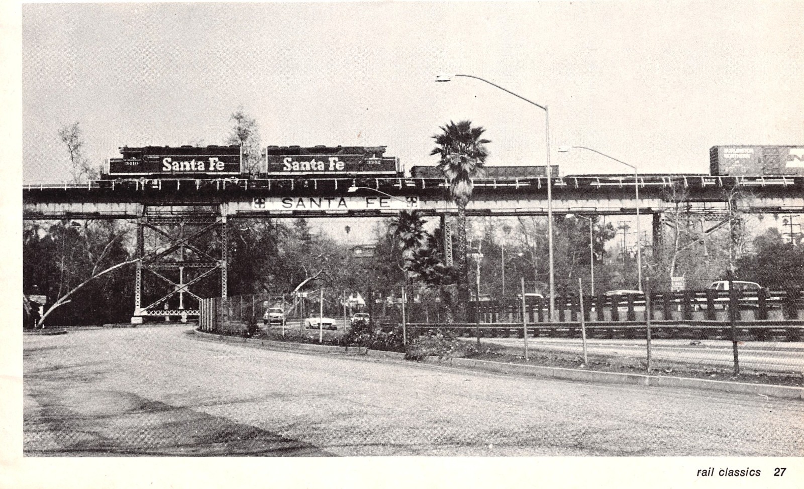 1 of 2 Local Daily Santa Fe Runs Over Pasadena Freeway South CA Vtg Mag Excerpt
