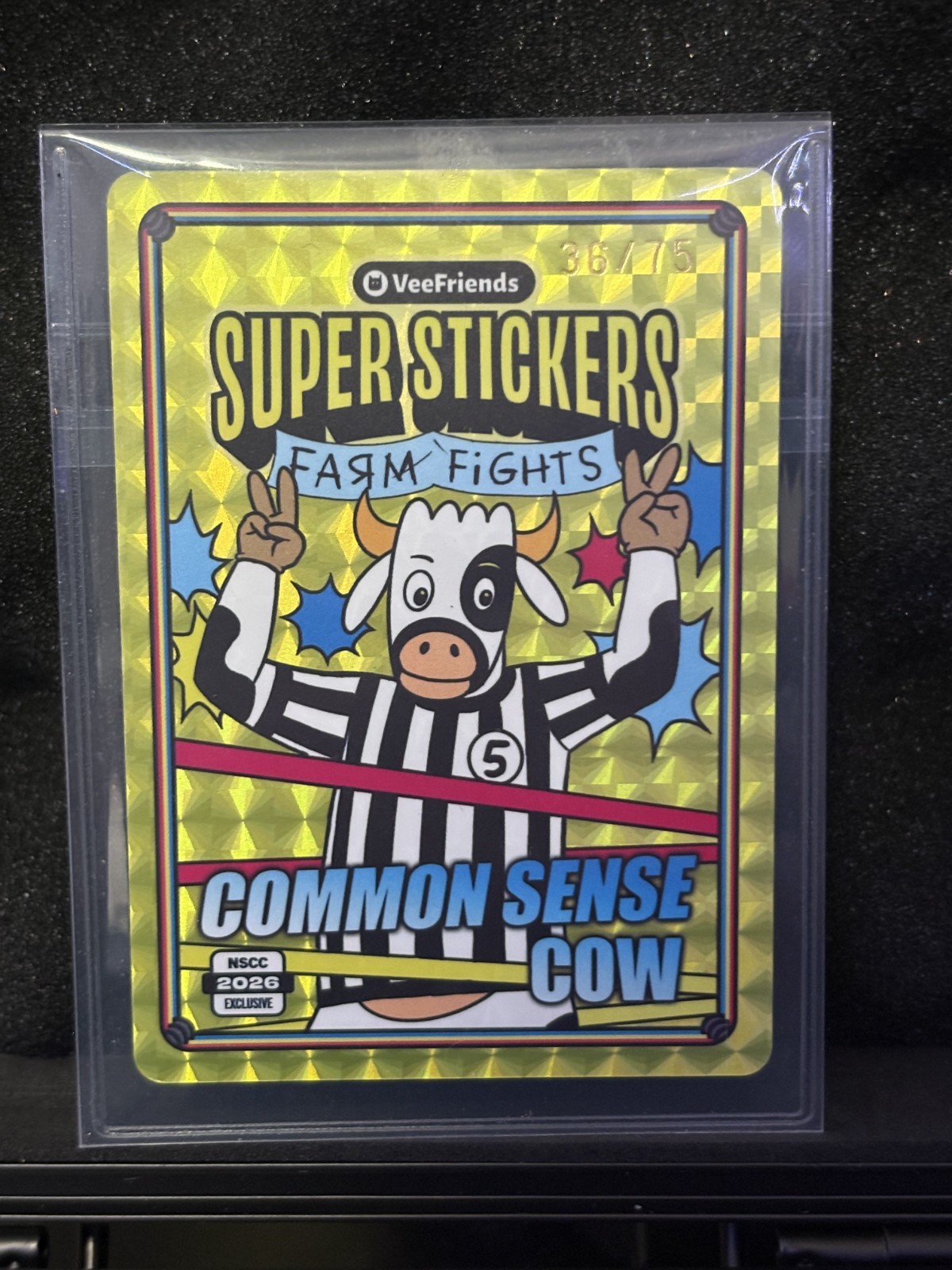 VeeFriends Common Sense Cow Super Stickers Farm Fights NSCC 2026 EXCLUSIVE /75