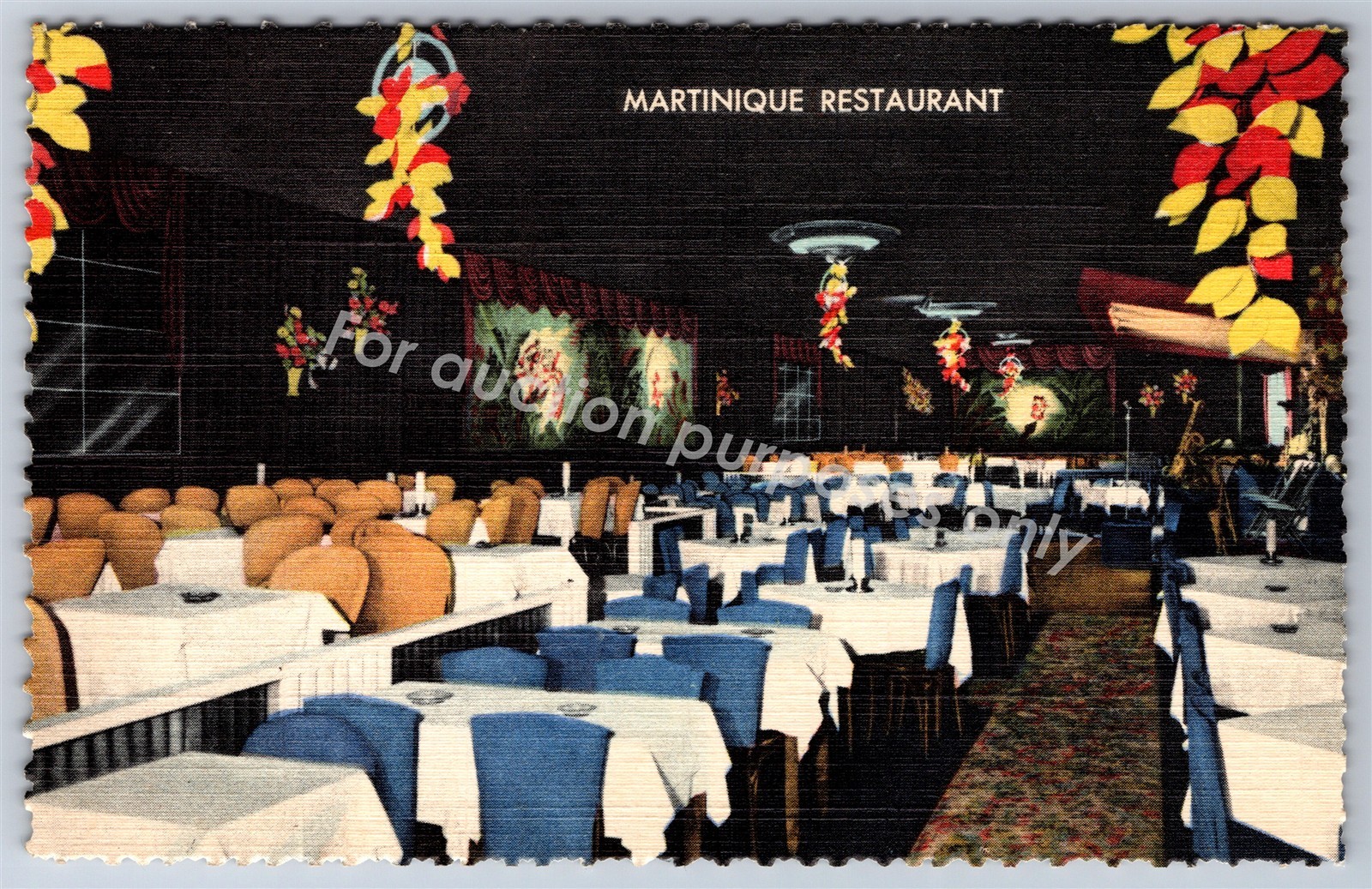 Chicago, IL: Martinique Restaurant Dining Room Vintage Illinois Linen Postcard