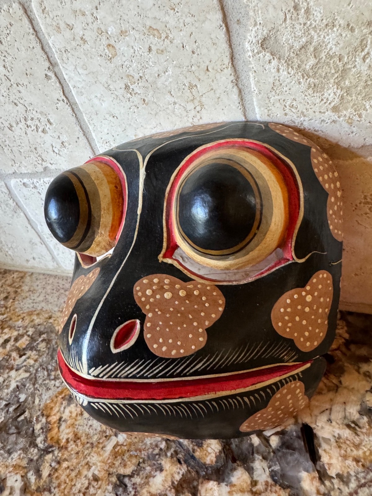 Vintage Balinese Indonesian Tribal Frog Mask Painted Hinged Mouth 6 Vintage Balinese Indonesian Tribal Frog Mask Painted Hinged Mouth 6