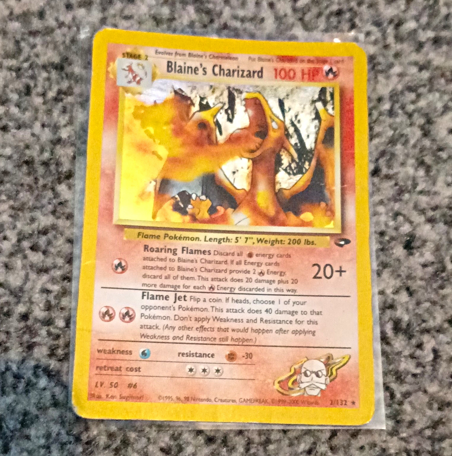 WOTC 2000 Pokemon TCG Gym Challenge Blaine’s Charizard Holo Rare 2/132 100 HP