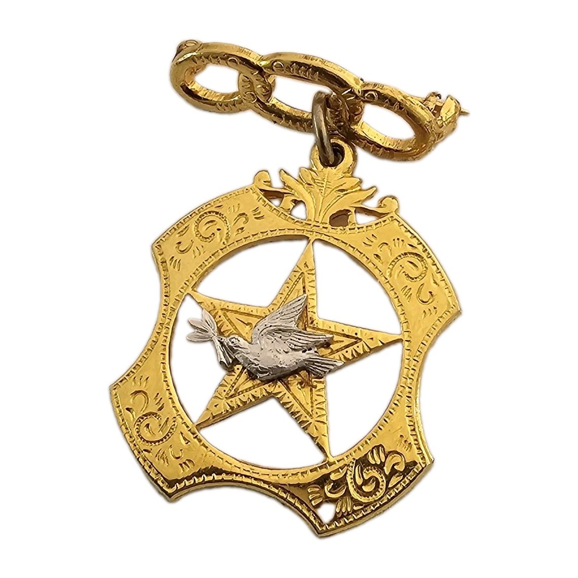 Vintage Rebekah Assembly Odd Fellows Dove 3 Rings Brooch Pin IOOF