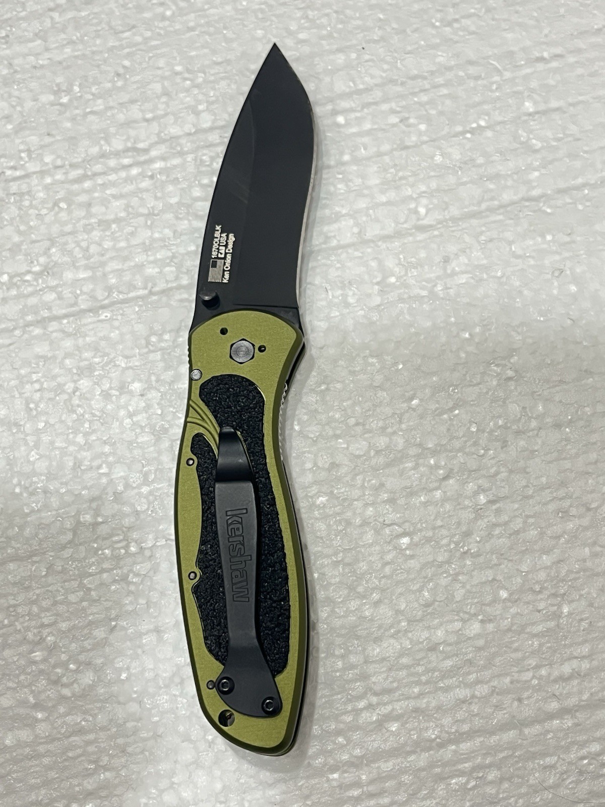 Kershaw Blur 1670OLBLK Assisted Drop Point Plain Edge Liner Lock Clip Nice