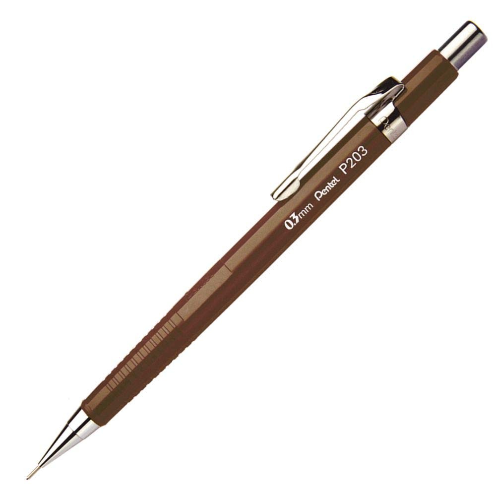 Pentel P200 Series Mechanical Pencil 0.3mm Brown Barrel Writing Instrument