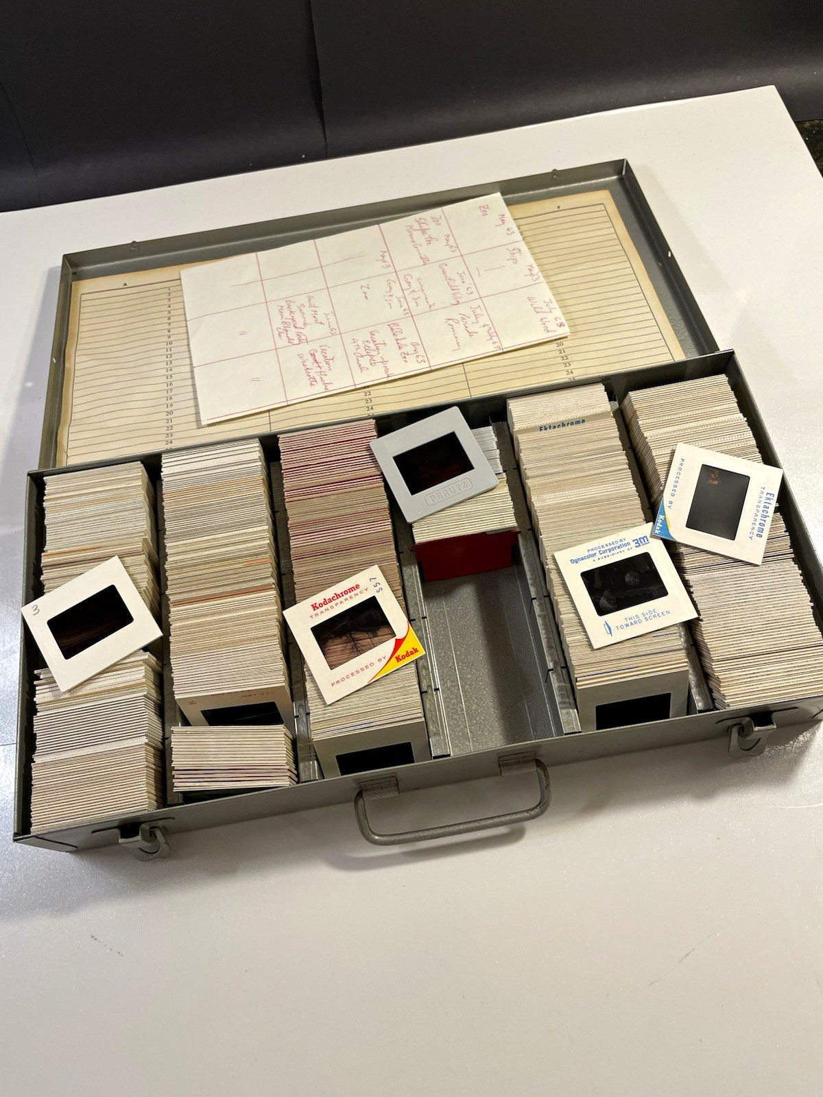 Vintage 1960s 35mm Photo Slides Lot of 550+ Family Weddings Vacations Metal Case