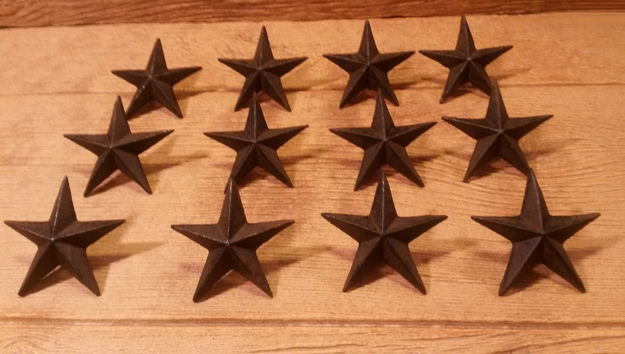 Twelve (12) Large Cast Iron Nail Stars Set of Twelve (12) 02110