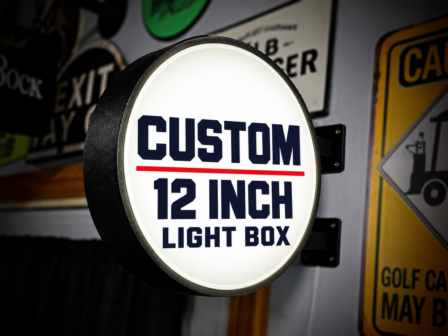 Custom LED Lightbox Sign 3D Printed Round Wall Mount Man Cave