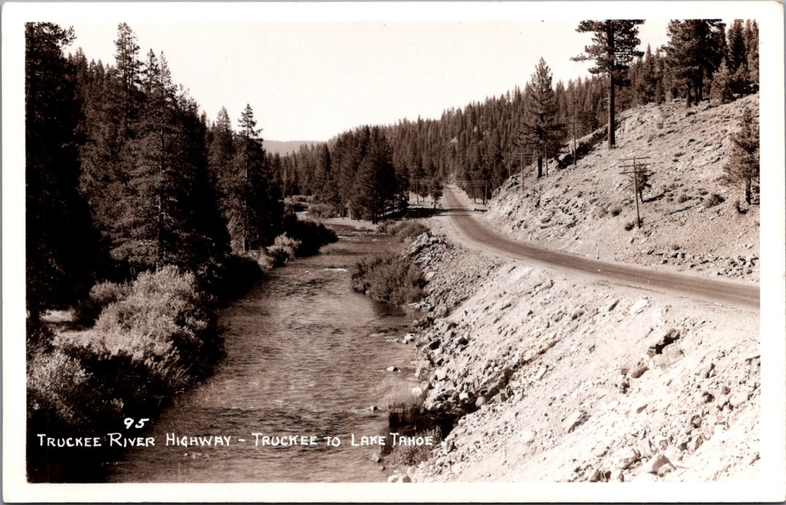 Truckee River Highway Truckee to Lake Tahoe RPPC Postcard Vintage Truckee River Highway Truckee to Lake Tahoe RPPC Postcard Vintage
