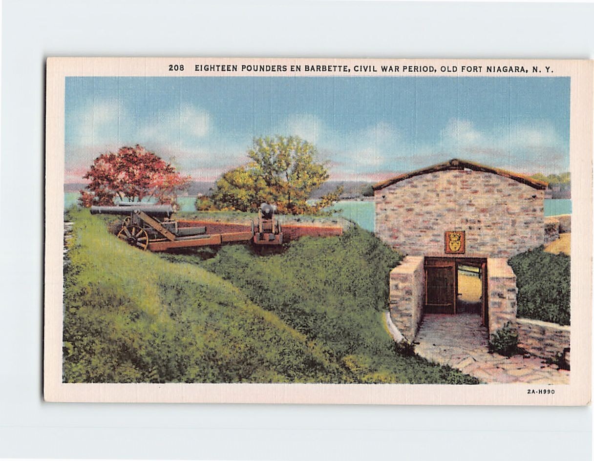 Postcard Eighteen Pounders en Barbette Civil War Period Niagara NY