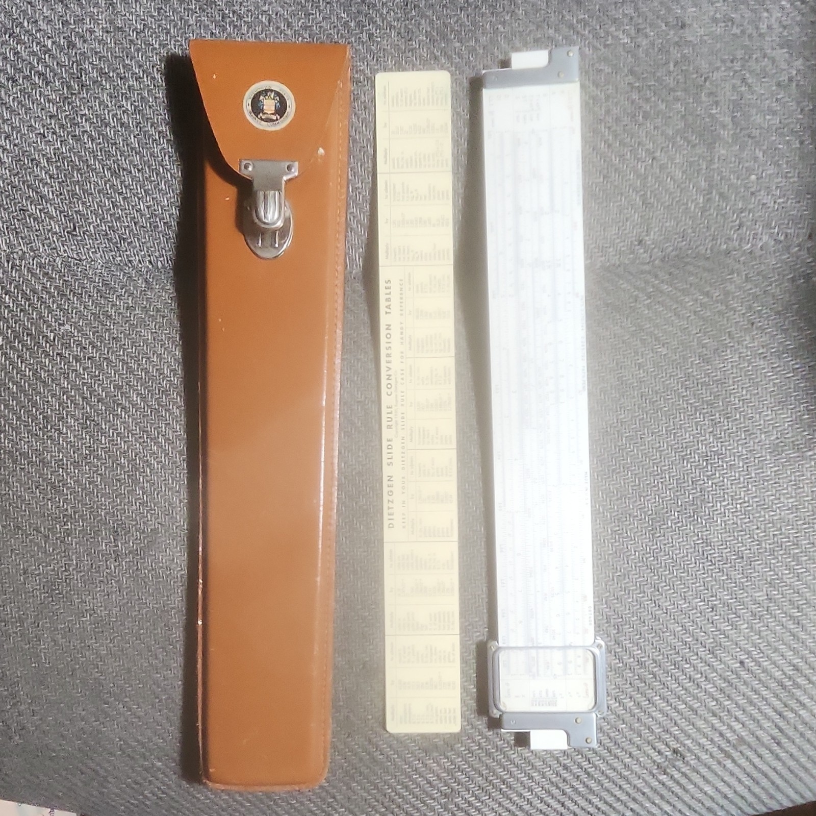 Dietzgen Vintage Slide Rule with Brown Leather Case & Conversion Tables Dietzgen Vintage Slide Rule with Brown Leather Case & Conversion Tables