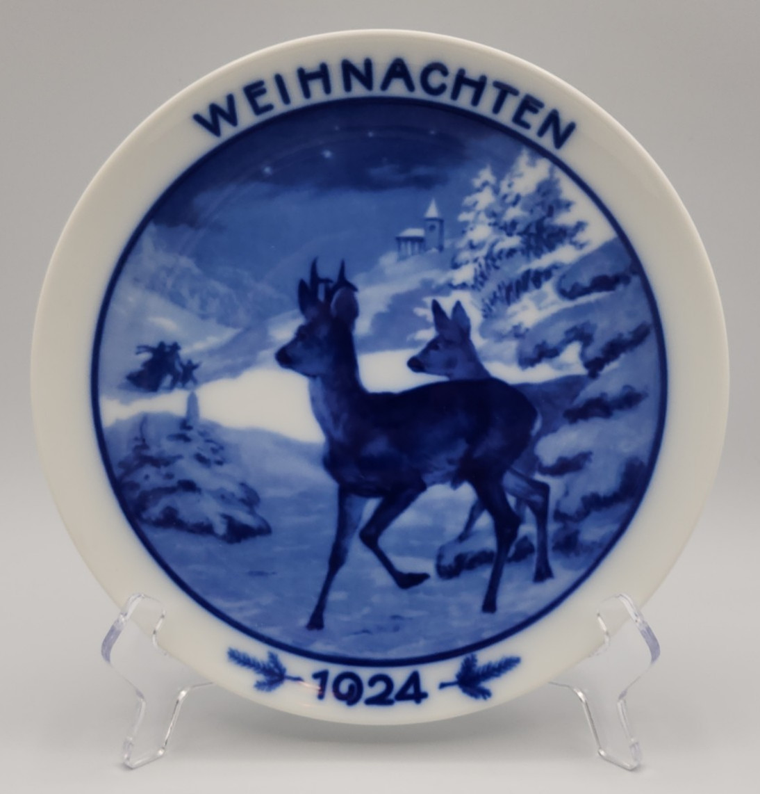 Rosenthal Plate Weihnachten 1924 Deer Snow Church Churchgoers Theodor Kärner