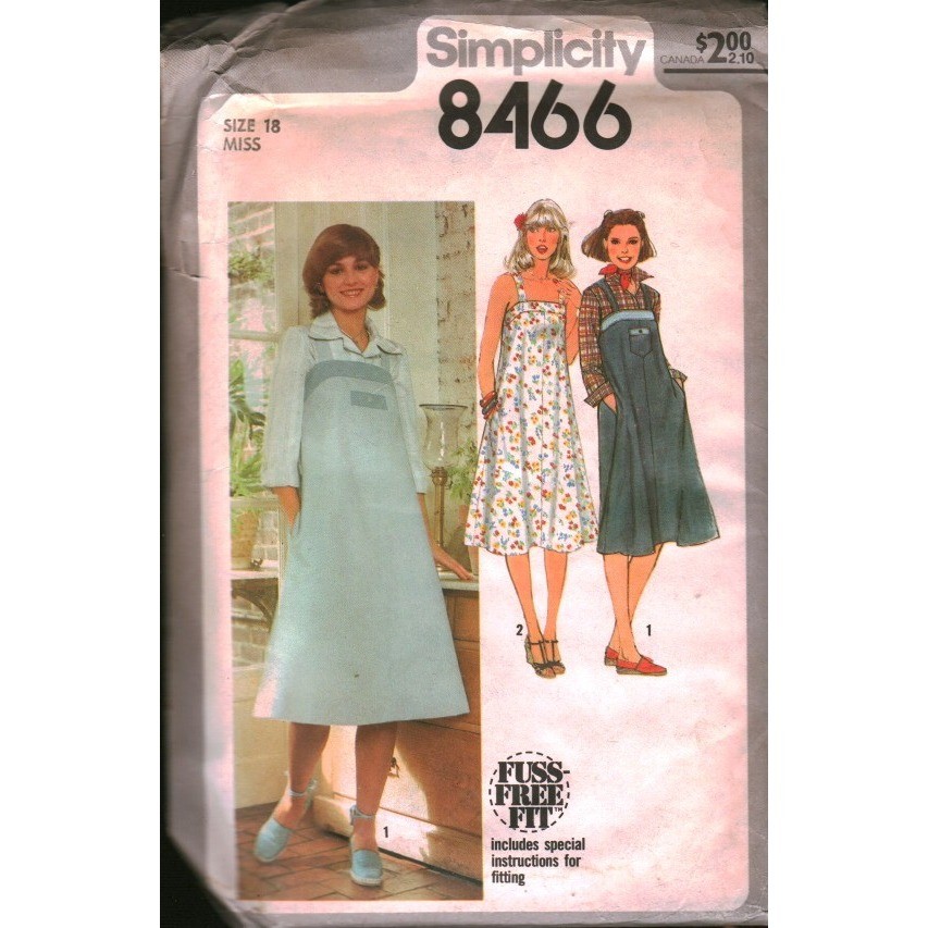 Vintage Simplicity 8466 Sewing Pattern Misses Sundress Jumper Sz 18 1970s Retro Vintage Simplicity 8466 Sewing Pattern Misses Sundress Jumper Sz 18 1970s Retro