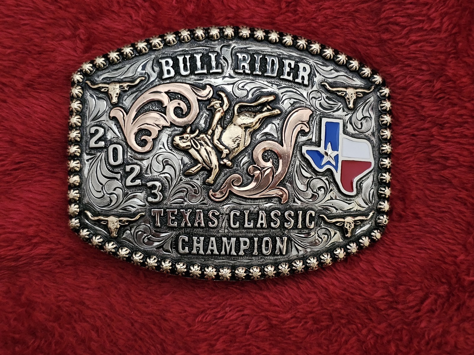 X~Treme TEXAS CLASSIC RODEO CHAMPION Bull Riding TROPHY BUCKLE☆Rare☆2023☆233