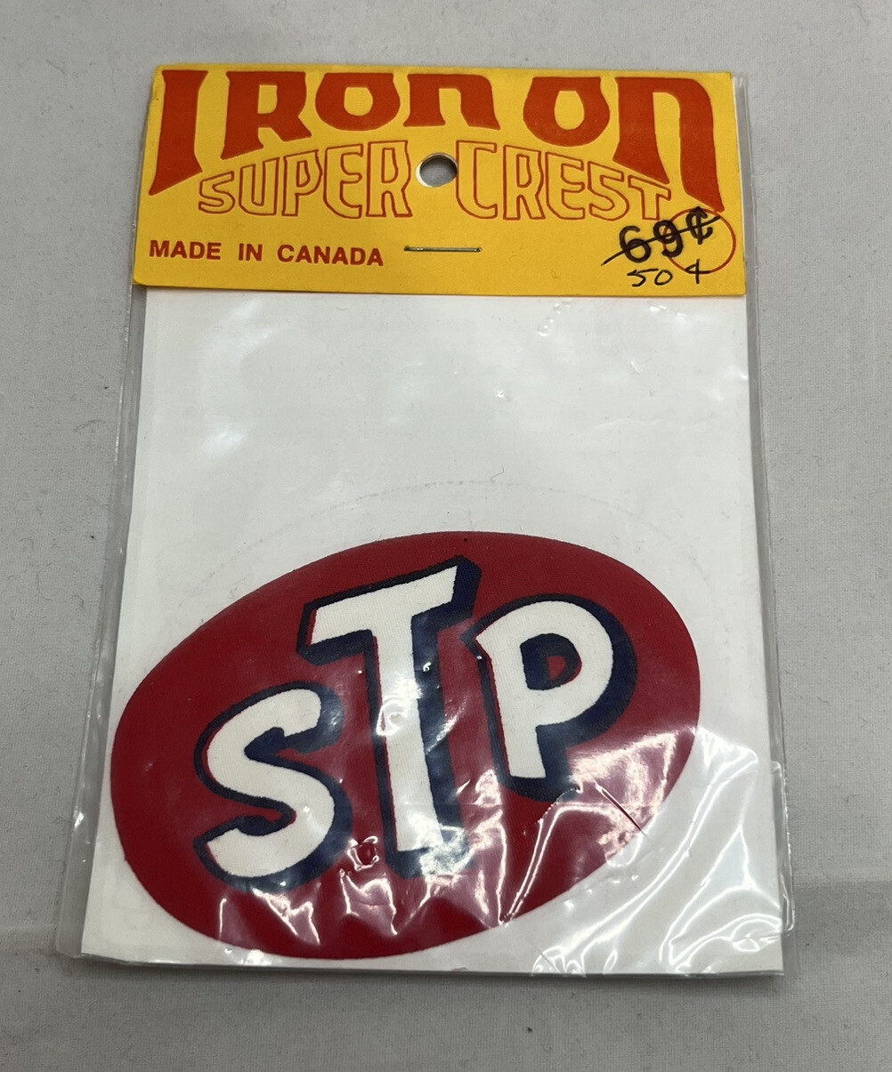 Vtg STP Iron On Super Crest Racing Motor Oil Company Logo Patch Jay Dee Products