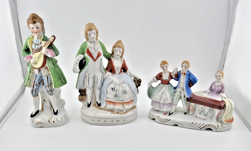 Vintage Porcelain Figurines Made In Occupied Japan Hand Painted Set of 3
