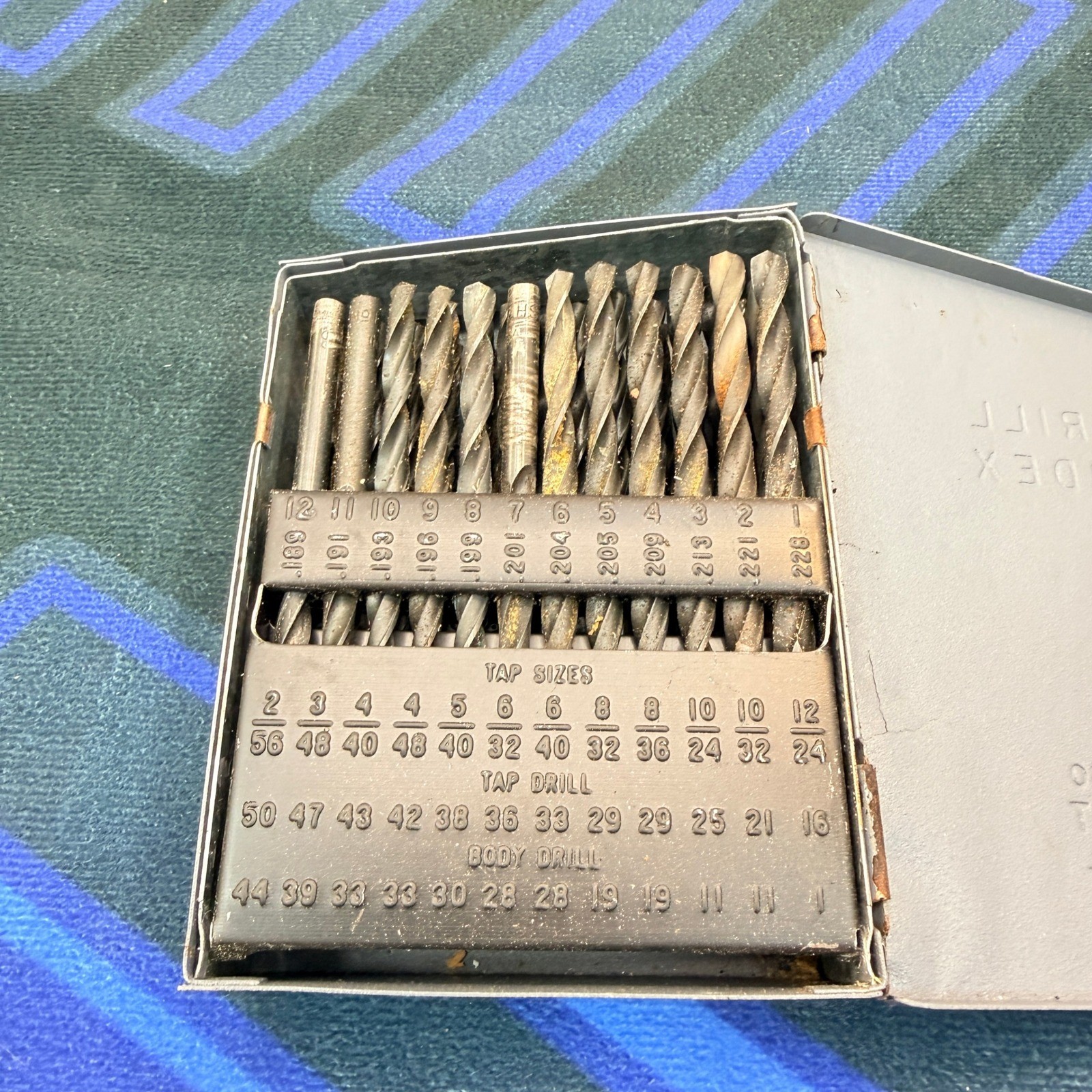 Vtg Huot Drill Index Case Metal Dispenser #1 to 60 Wire Gauge Bits USA Machining