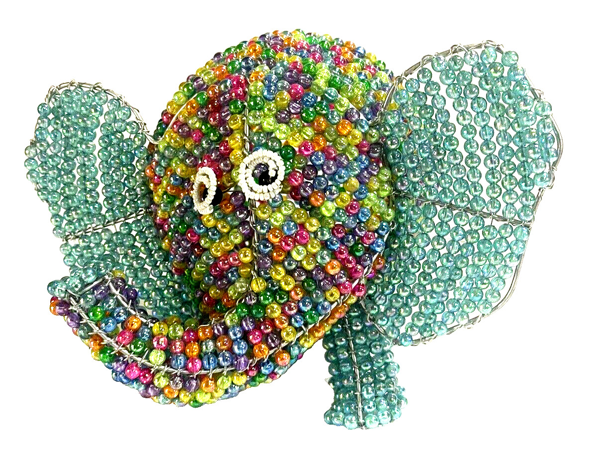 Baby Beadworx Handmade Elephant Lamp Wire And Beads Art Sculpture Lamp NWT 9\