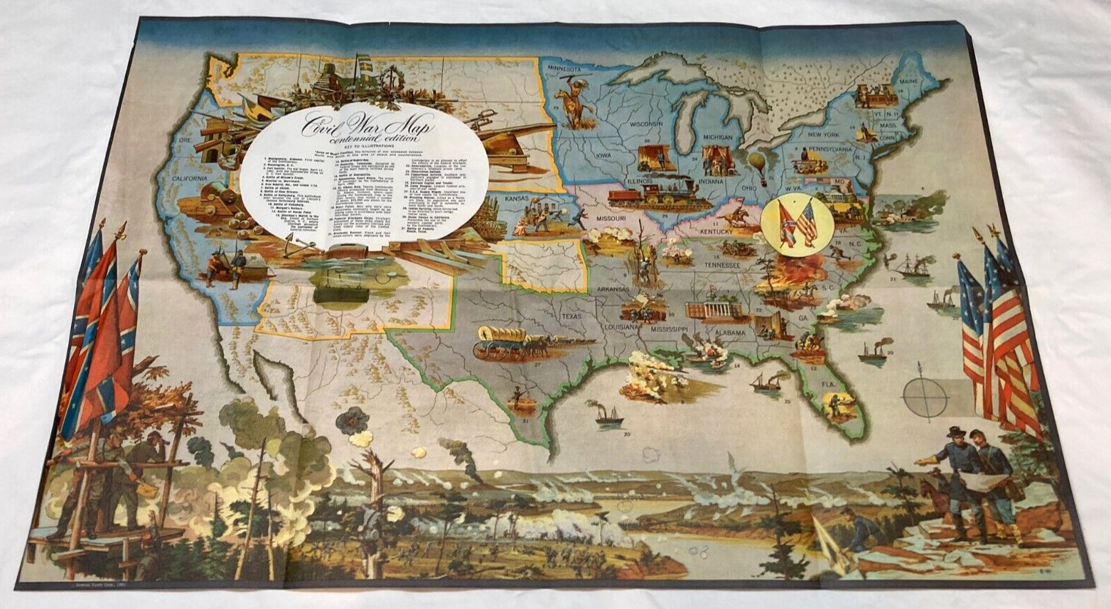 VINTAGE 1961 Gravy Train General Foods Civil War Centennial Color Map SHIPS FREE