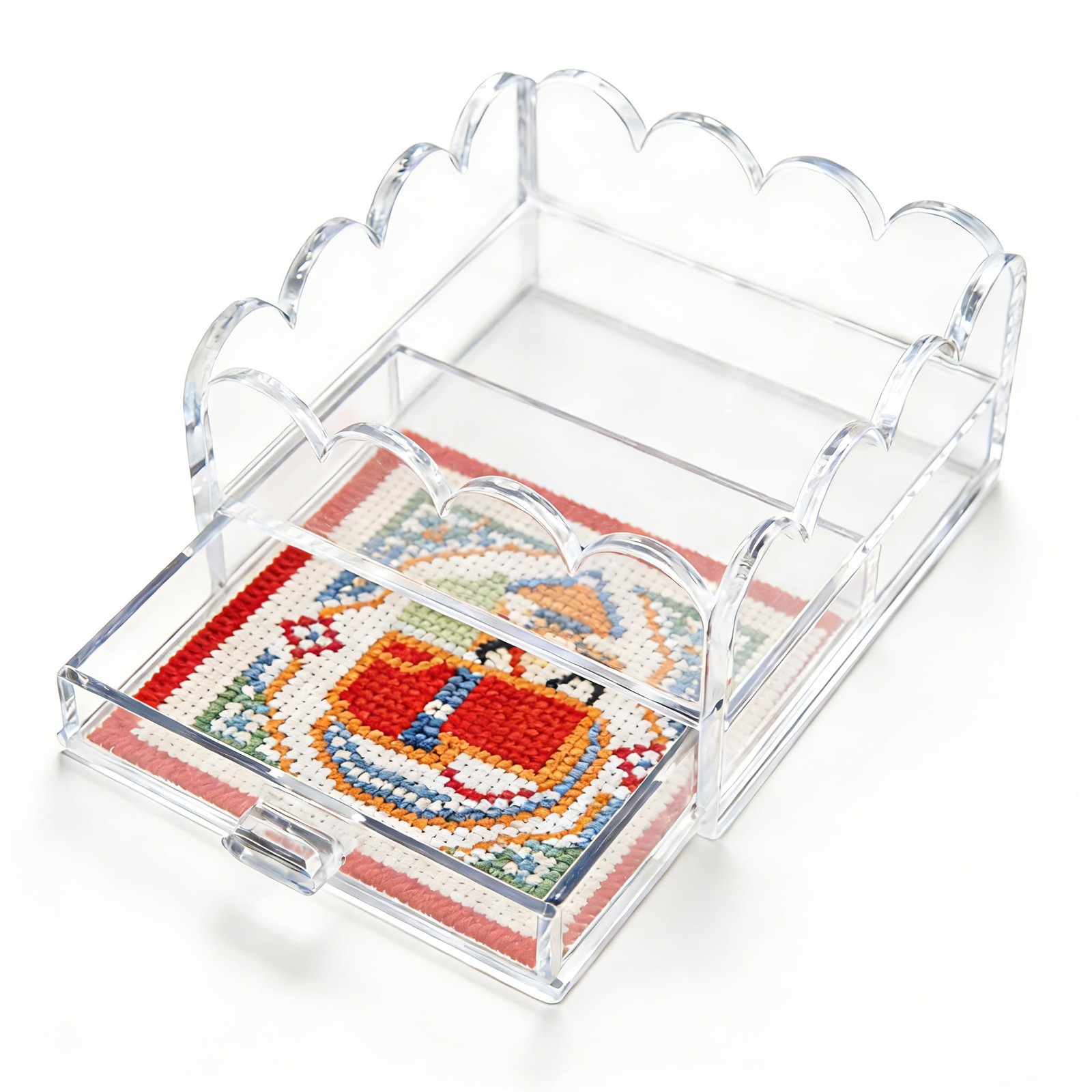 Clear Acrylic Trays for Needlepoint with Insert Drawer 4\