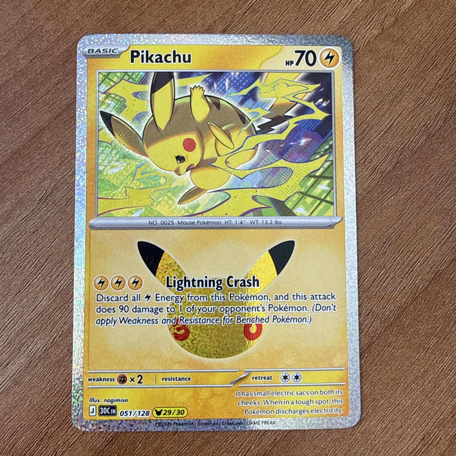 Pikachu 051/128 (29/30) - Pokémon TCG - 30th Celebrations Pika Collection | NM