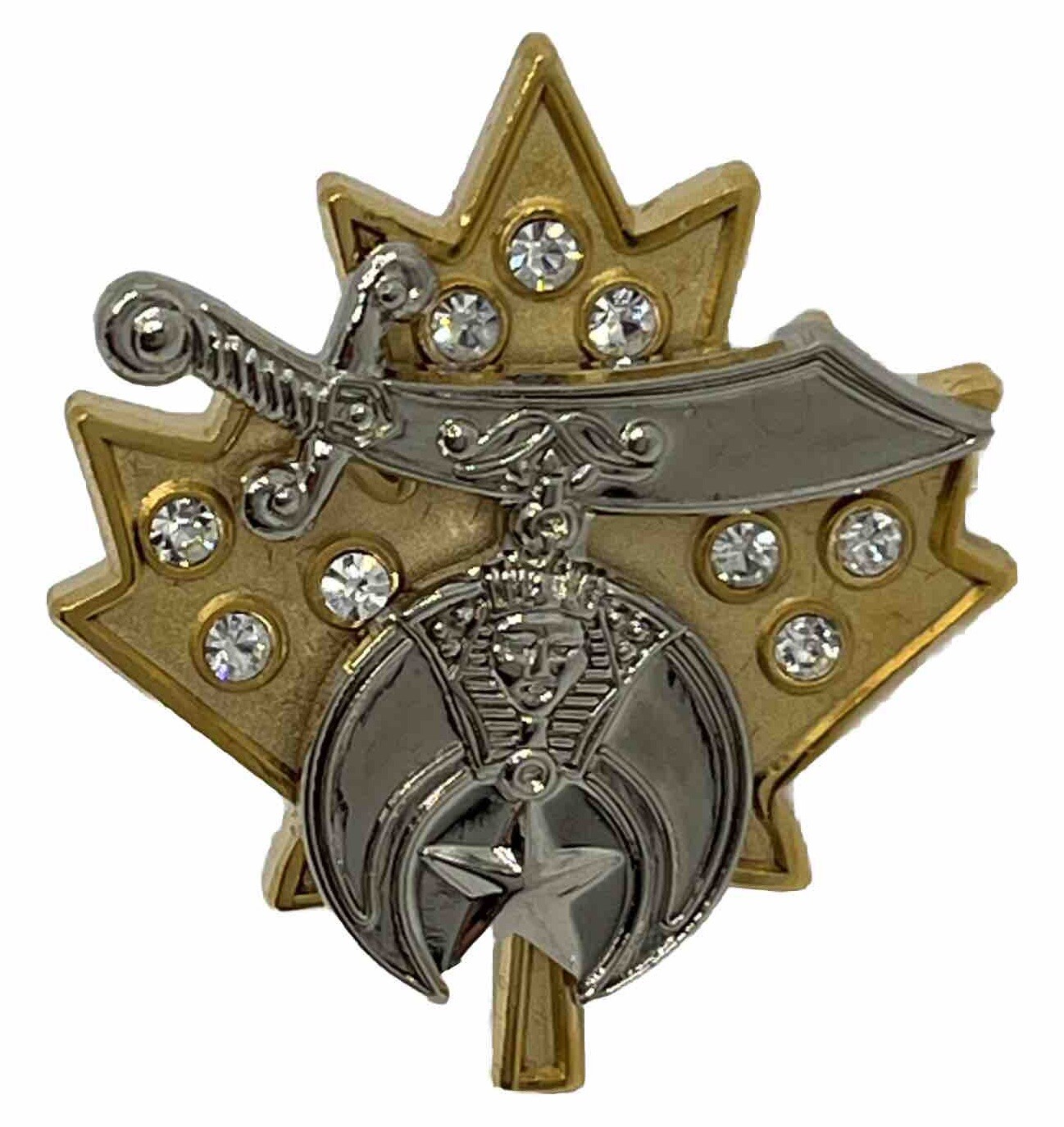 Canadian Maple Leaf Canada Zuhrah Shrine Masonic Shriner Masons Enamel Hat Pin