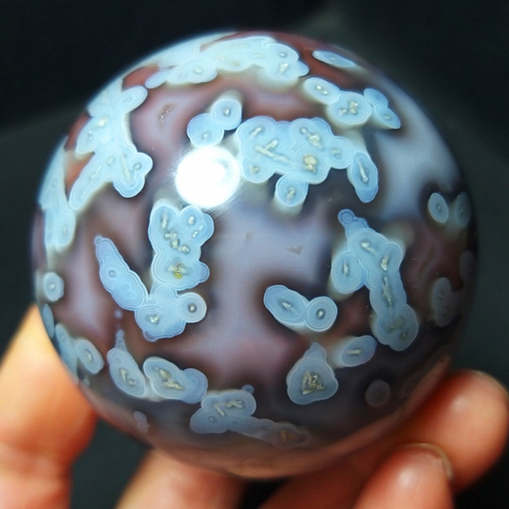 RARE 206G Natural Polished Colorful Scarlet Banded Agate Ball Healing CA4708
