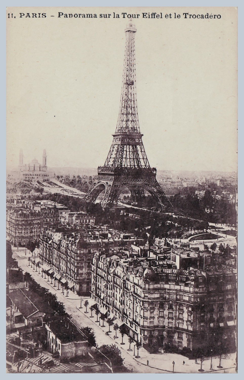 c1910 Eiffel Tower Paris France Trocadero Panorama Antique Photo Postcard-585