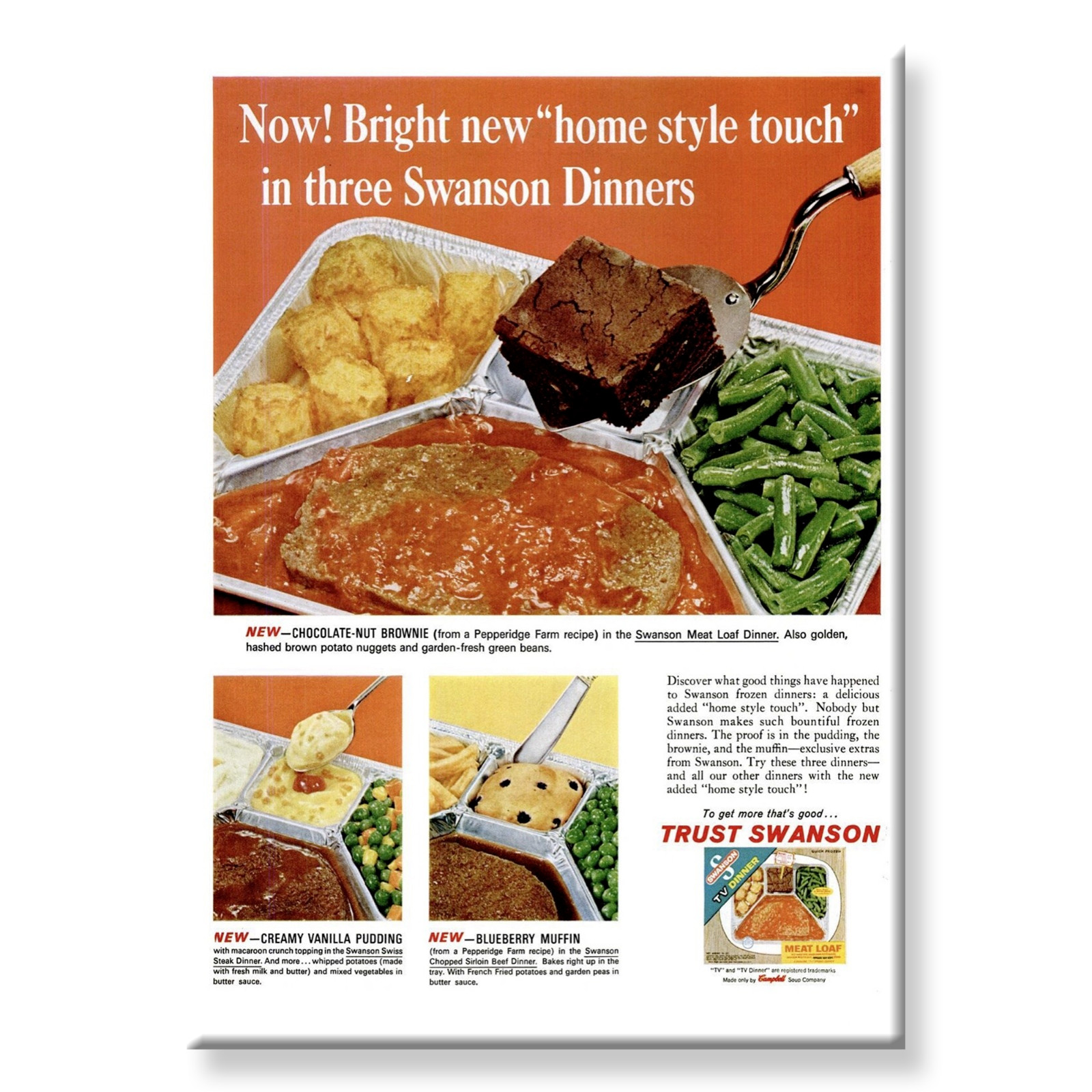 SWANSONS MEATLOAF DINNER Vintage Retro 3 1/2\