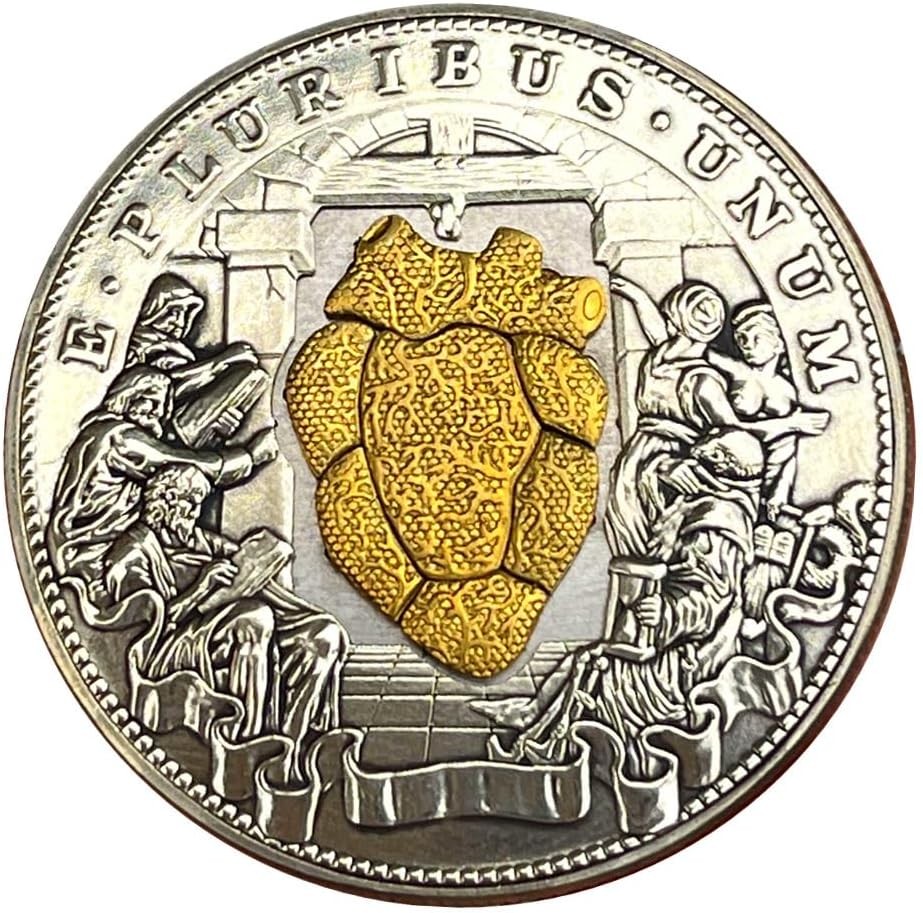 Movable Mechanism Coin Roman Booteen Amazing Art \'Beating Gold Heart\' Hobo