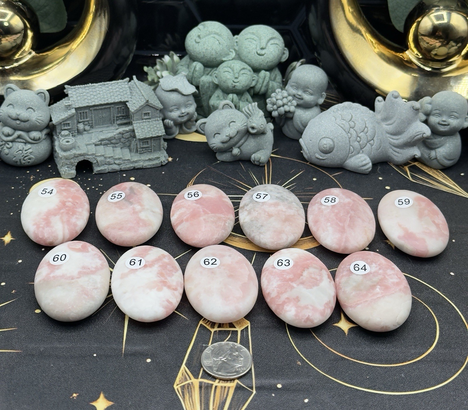 Natural Pink Opal Smooth raw finish Palmstones pocket stone 
