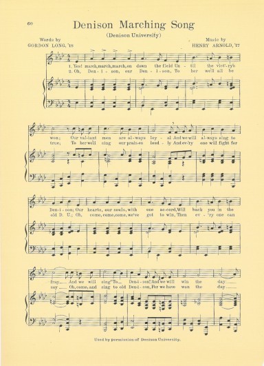 DENISON UNIVERSITY Song Sheet c 1927 \
