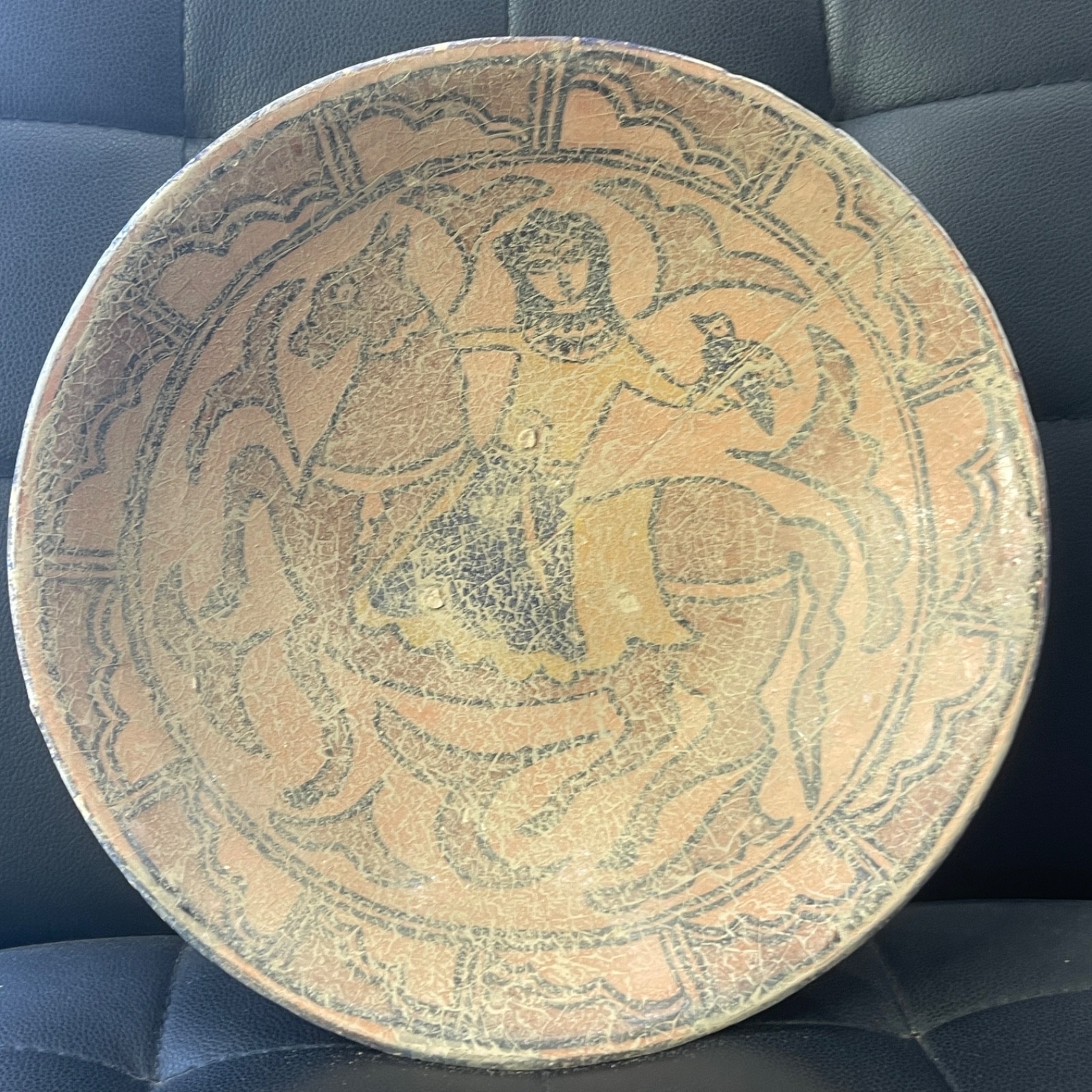 Wonderful Large Ancient Islamic Kashan Ceramic Glazed Pottery Bowl