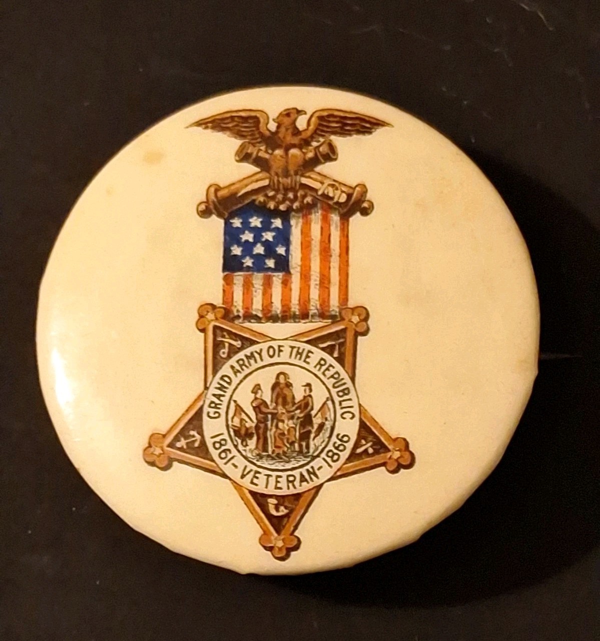 Early Grand Army of the Republic Celluloid Pinback - Ehrman Mfg. Co. Boston