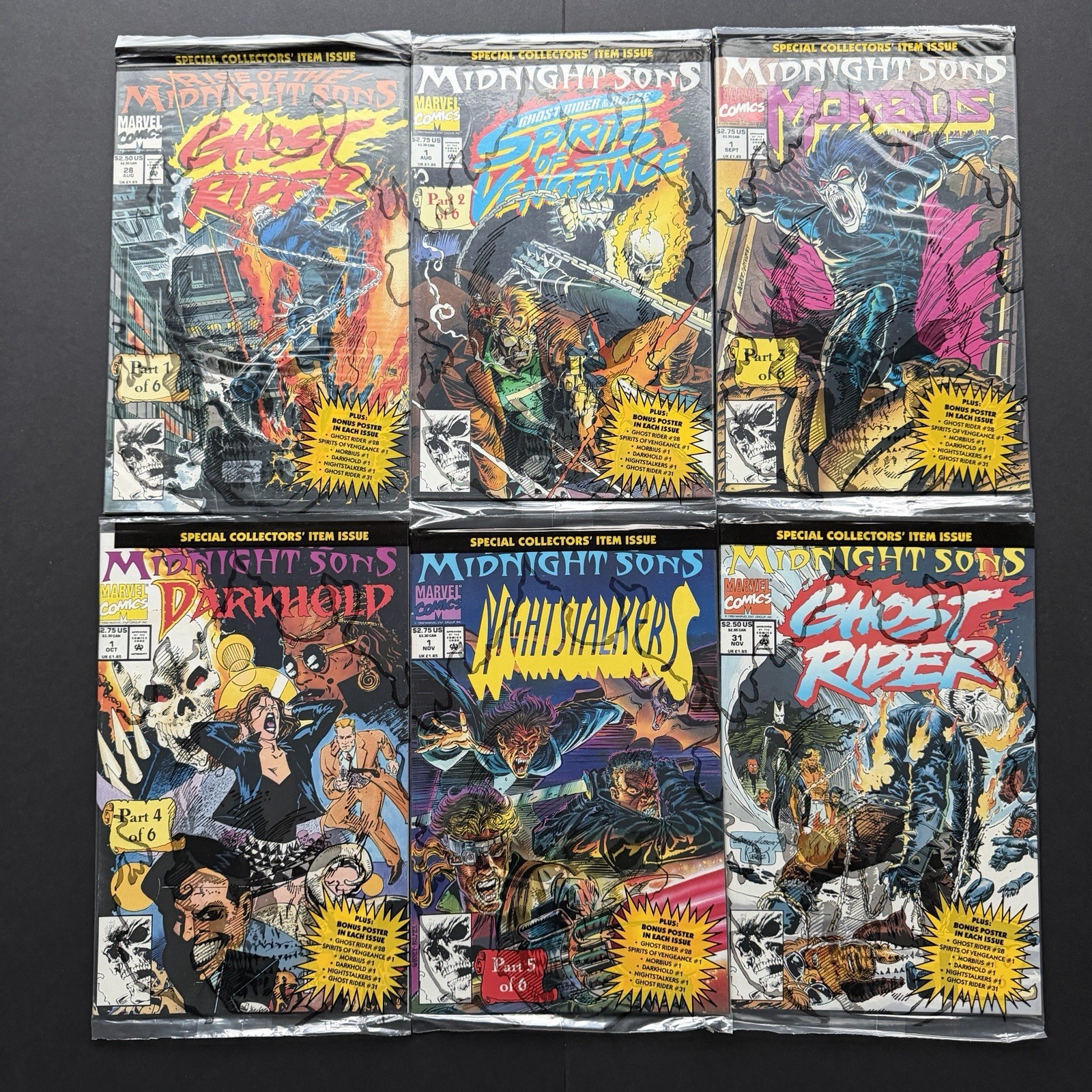 Marvel Comics Rise of the Midnight Sons #1-6 Sealed Polybags 1992 Complete Set